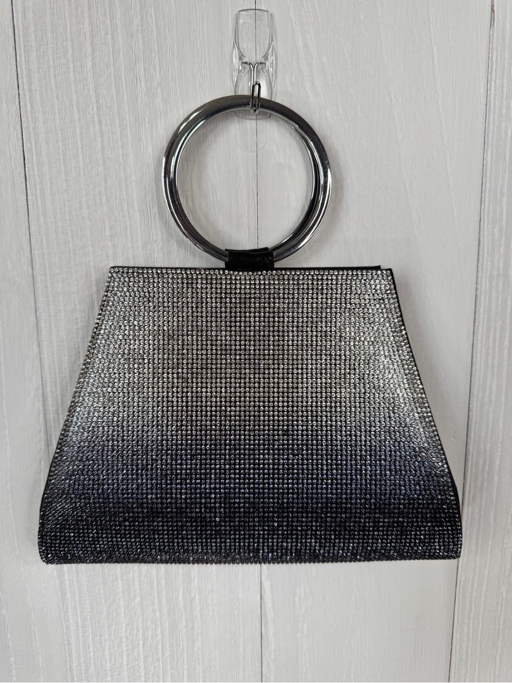 INC International Concepts Brynn Ombre Rhinestone Ring Handle Evening Clutch Bag